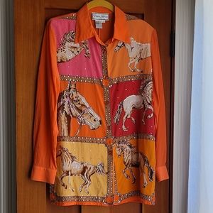 Diane Gilman 100% Silk Blouse Small